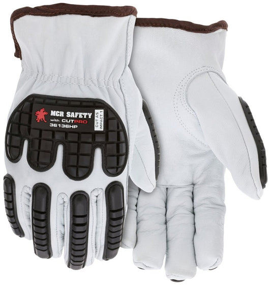 MCR Safety 36136HP Gloves Goatskin Leather Drivers Cut Resistant