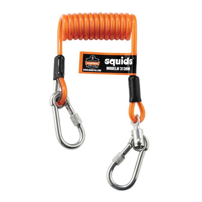 Ergodyne Squids 3130M Coiled Cable Tool Lanyard Orange 5lb 19131