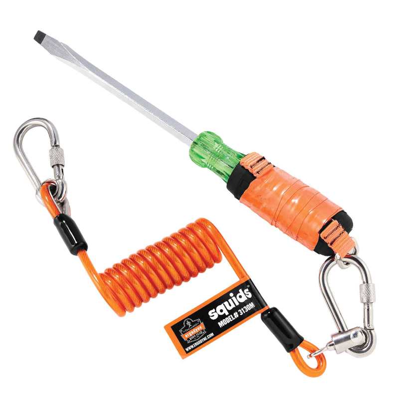 Ergodyne Squids 3130M Coiled Cable Tool Lanyard Orange 5lb 19131_2